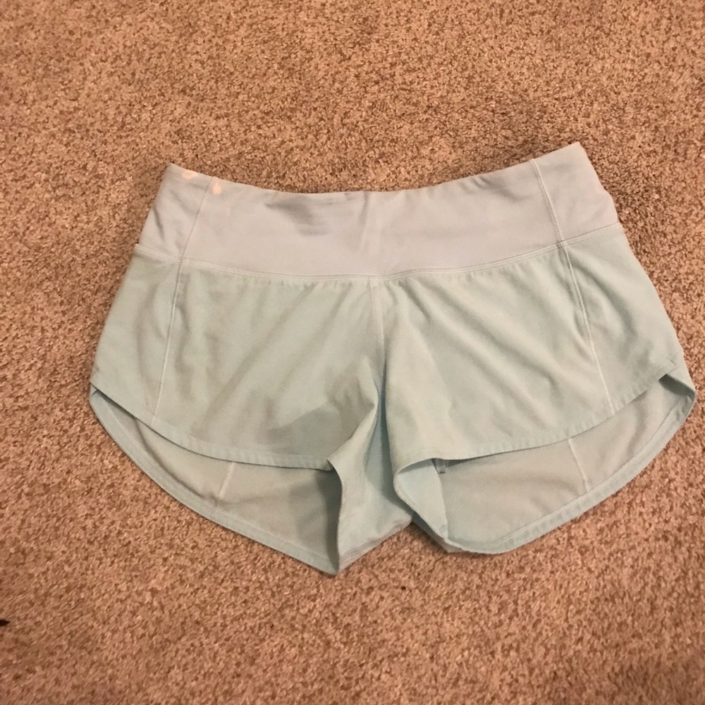lulu lemon light blue speed up shorts size 2